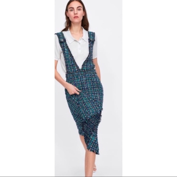 Zara Dresses & Skirts - ZARA GREEN TWEED DRESS NWT